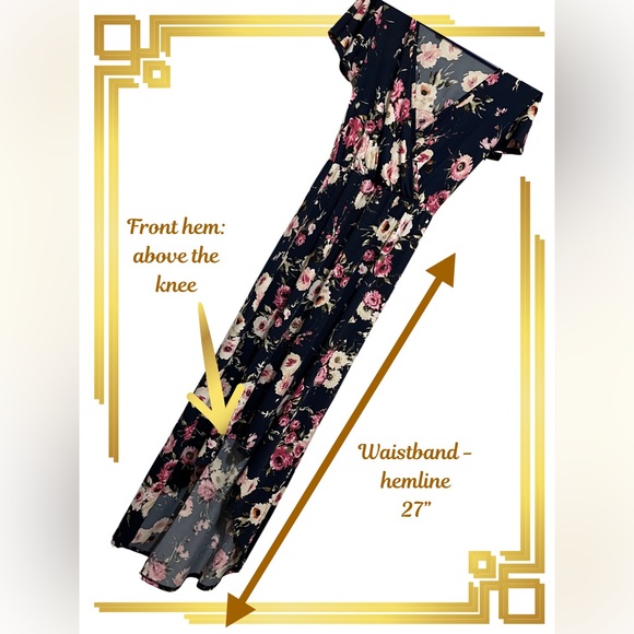 Deep V-Neck Floral Print High Low Dress - Picture 4 of 5